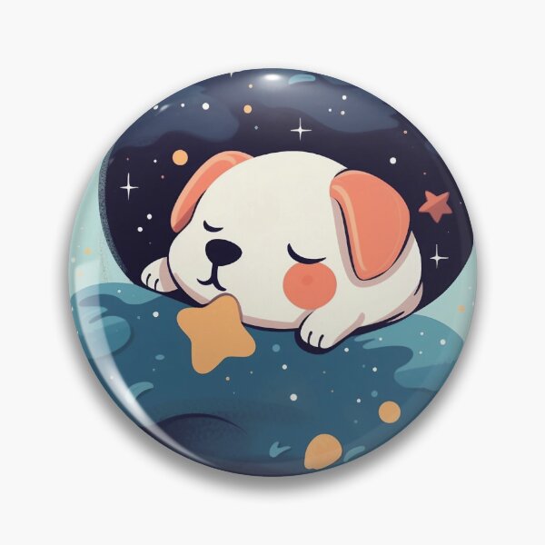 Artikelvorschau, Welpe schläft auf dem Mond entworfen und verkauft von StickersBruni.
