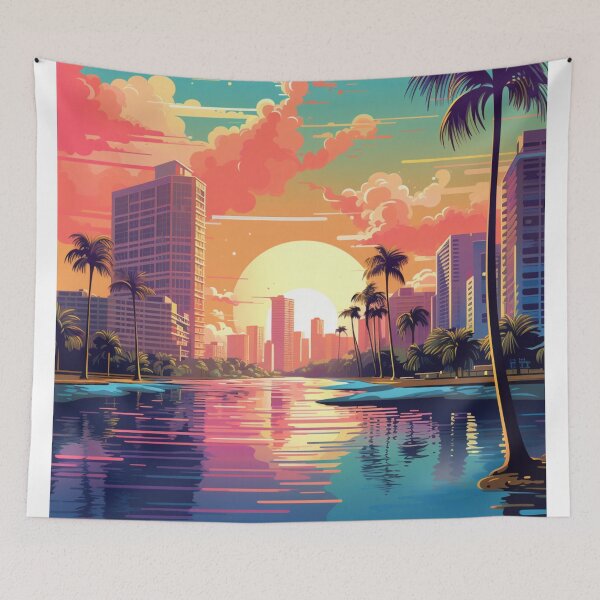 Item preview, A Pop Art Travel Print of Miami Florida - US designed and sold by StudioRedKoala.