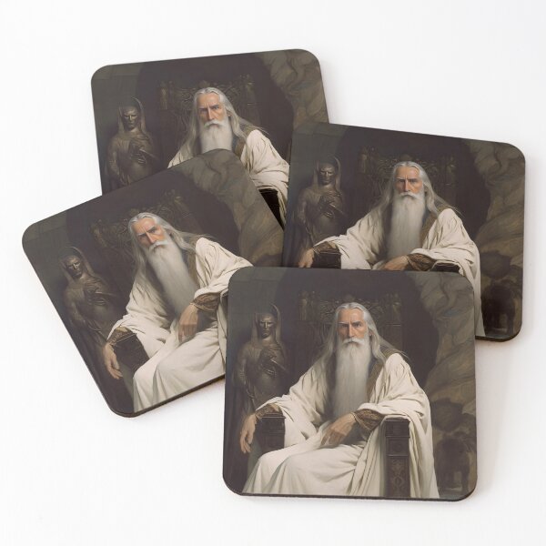 Item preview, White Wizard on Throne - Evoking Classic High Fantasy Lore designed and sold by nightfallcanvas.