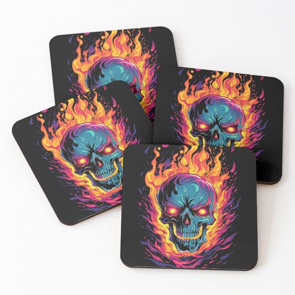 Item preview, Flaming Skull Red Orange & Blue Cool Skeleton Skull Graphic designed and sold by SpookshowDesign.