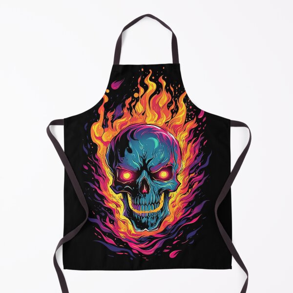 Item preview, Flaming Skull Red Orange & Blue Cool Skeleton Skull Graphic designed and sold by SpookshowDesign.
