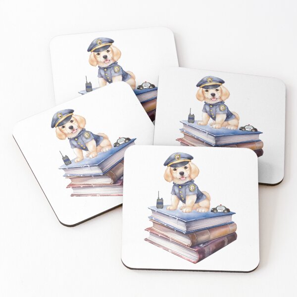 Item preview, Police Puppy on Book Stack designed and sold by CMReadsandReads.