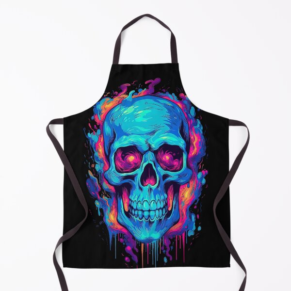 Artikelvorschau, Smokey Blue Skull Rot Orange Coole Skelett-Schädel-Grafik entworfen und verkauft von SpookshowDesign.