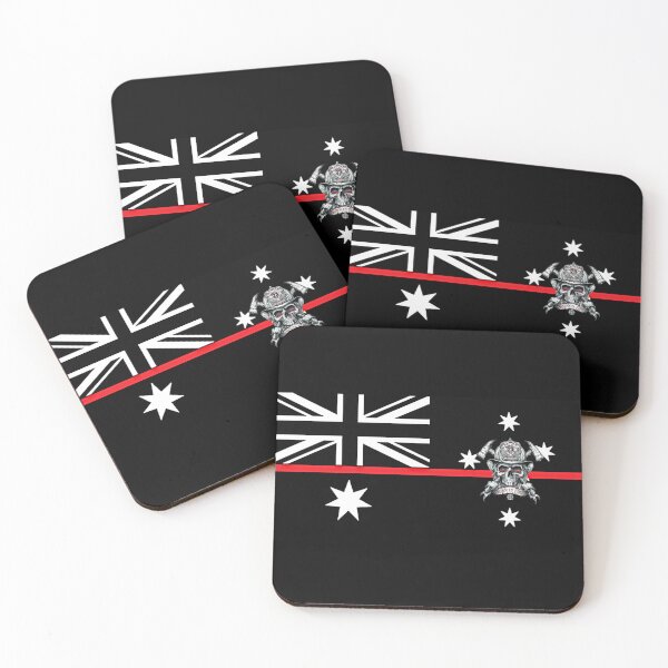Item preview, Born In Fire Australian Fire Rescue - Thin Red Line Flag -Black & White designed and sold by RENAGADE4LYF.