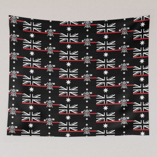 Item preview, Born In Fire Australian Fire Rescue - Thin Red Line Flag -Black & White designed and sold by RENAGADE4LYF.