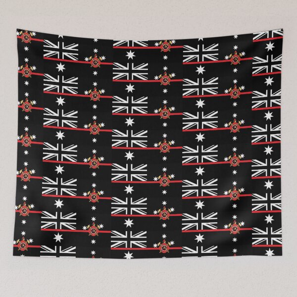 Item preview, New QFS Design Australian Thin Red Line Flag -Black & White designed and sold by RENAGADE4LYF.