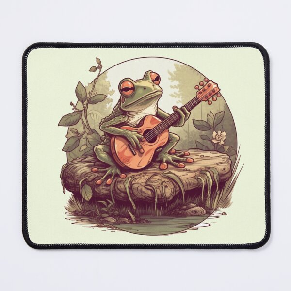 Item preview, Cottage Core Frog Playing Guitar designed and sold by CocoBear369.