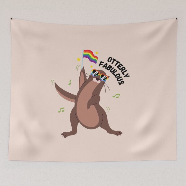Item preview, Otterly Fabulous! Sassy Dancing Gay Otter rainbow glasses and pride flag lgbtq+ music gay animals designed and sold by emcazalet.