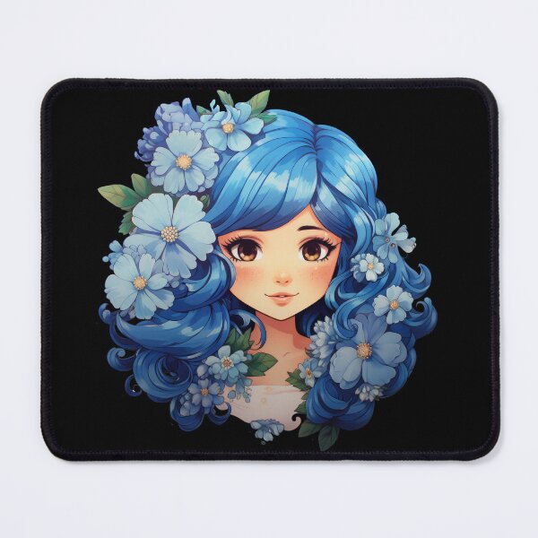 Item preview, Blue hair and flowers designed and sold by art-shop-by-Kat.