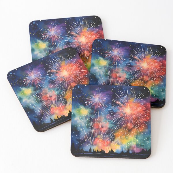 Item preview, Watercolor Fireworks | Vibrant Sky Celebration Art designed and sold by AdventurerPack.