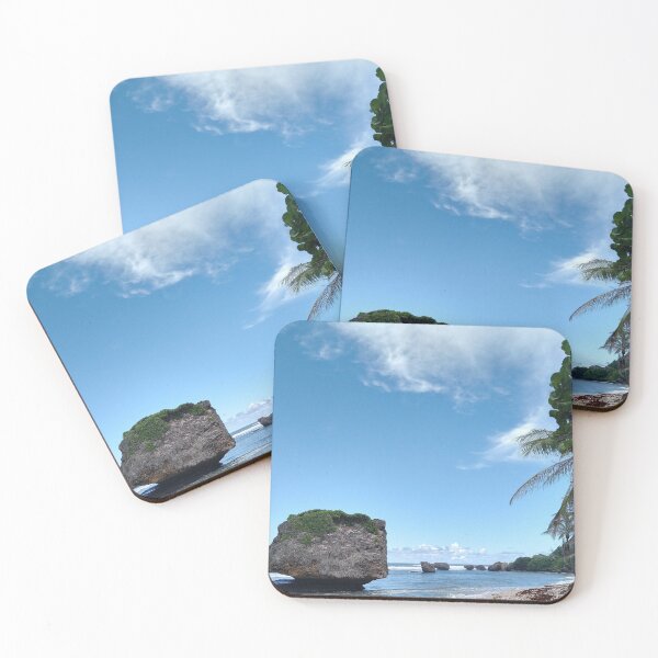 Item preview, Blue Sky Tropical Beach View with Rocky Calm Ocean Waves designed and sold by lildoodleshirts.