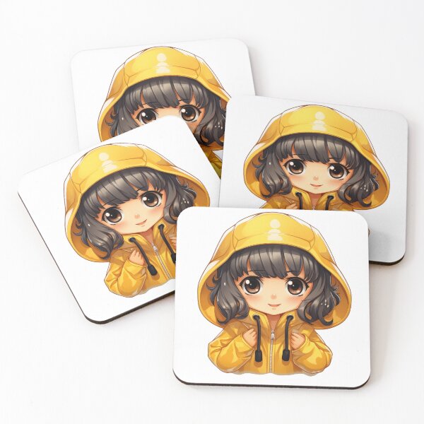 Item preview, Cute girl in rain coat. designed and sold by art-shop-by-Kat.