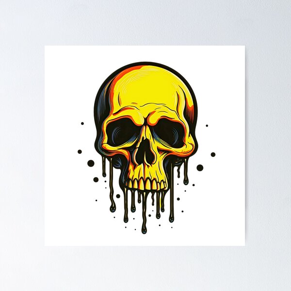 Green Dripping Skull | Green Melting Skull | Graffiti Skull