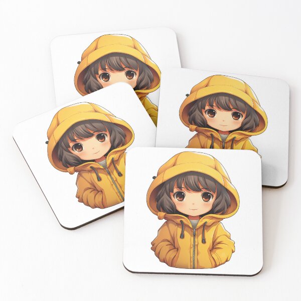 Item preview, Cute girl in rain coat. designed and sold by art-shop-by-Kat.