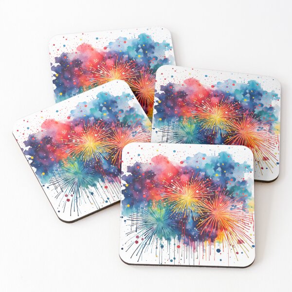 Item preview, Watercolor Fireworks | Vibrant Sky Celebration Art designed and sold by AdventurerPack.
