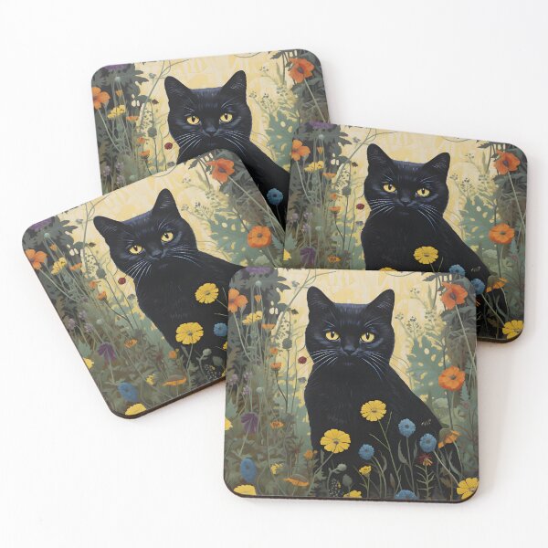 Item preview, Feline Garden Delight: Retro Vintage Black Cat Florals  designed and sold by KittyStampedeCo.