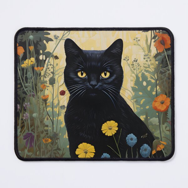 Item preview, Feline Garden Delight: Retro Vintage Black Cat Florals  designed and sold by KittyStampedeCo.