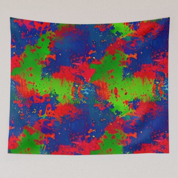 Item preview, Abstract Blue Red and Green Paint Splatter Pattern designed and sold by calibrit.