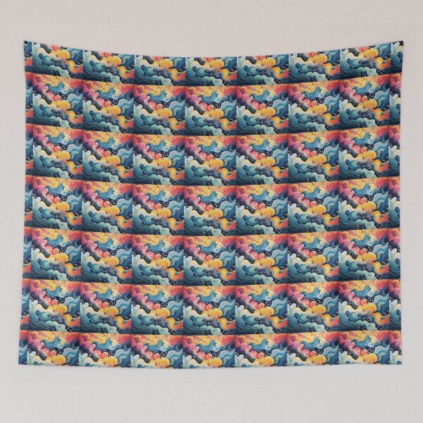 Item preview, Modern Colorful Waves - Psychedelic Waves designed and sold by ComerPrintCo.