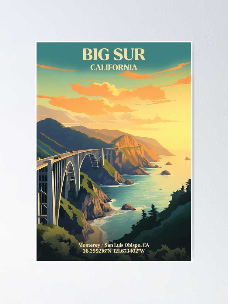 Big Sur, California Vintage Travel Poster
