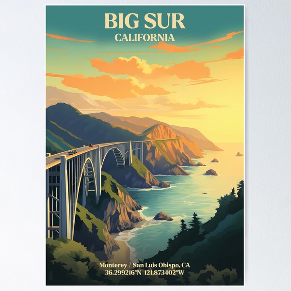 Big Sur, California Vintage Travel Poster