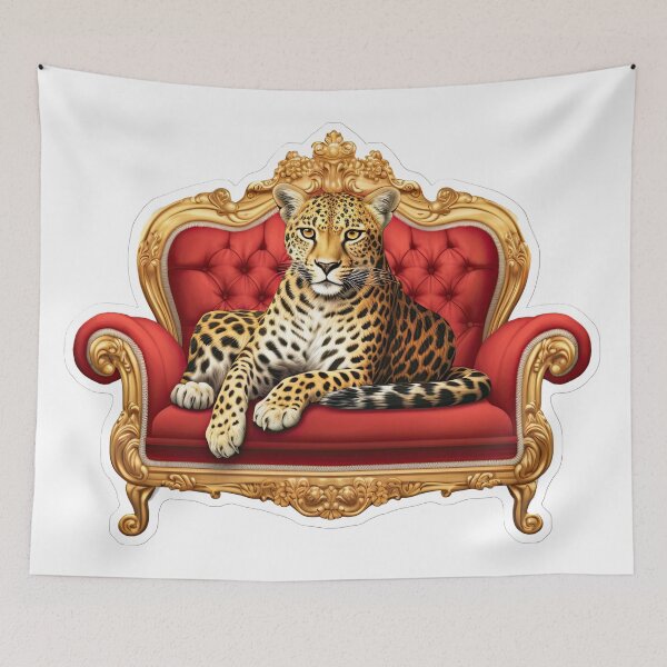 Item preview, Luxury cheetah on the red sofa designed and sold by abmkf.