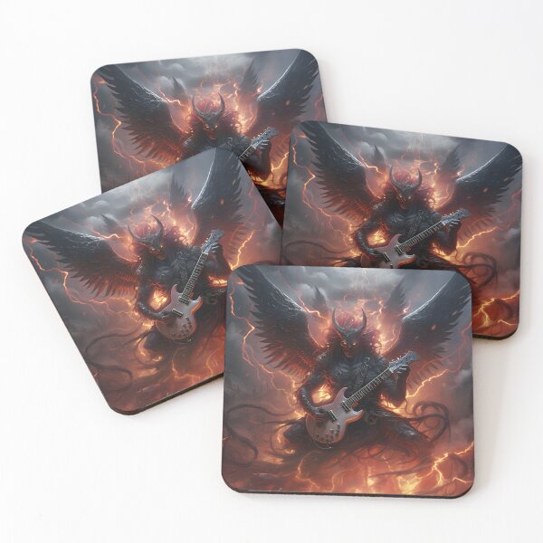 Item preview, Devil's Melody: Illustration of a Winged Devil with Electric Guitar in an Infernal Scenario designed and sold by InsaneLEDP.