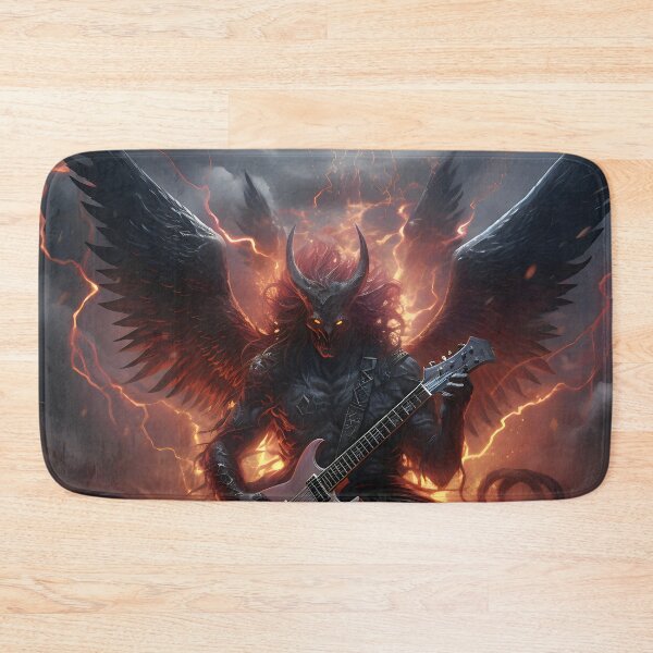 Item preview, Devil's Melody: Illustration of a Winged Devil with Electric Guitar in an Infernal Scenario designed and sold by InsaneLEDP.