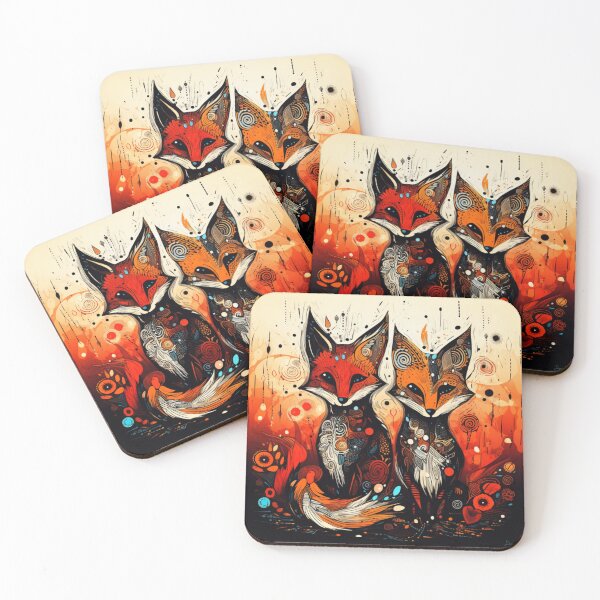 Item preview, Elegant art brut Fox Couple designed and sold by EpicFoxArt.
