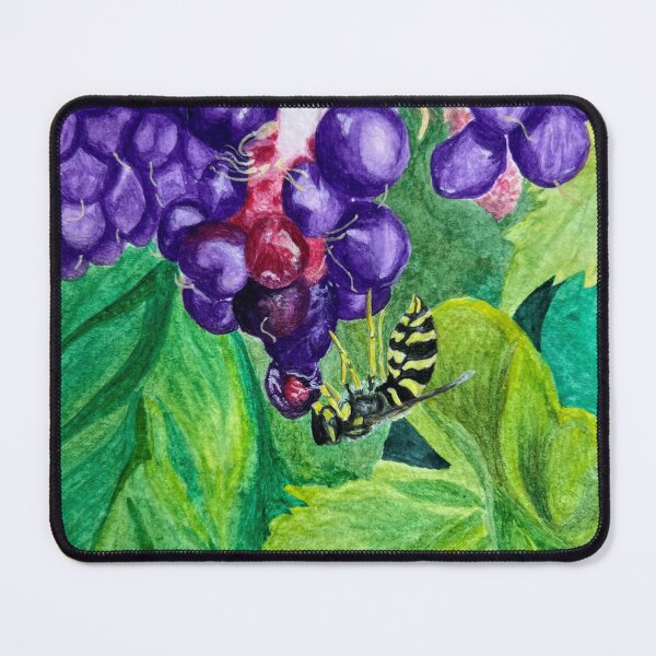 Item preview, Yellowjacket eating boysenberries designed and sold by SylviaminiArt.