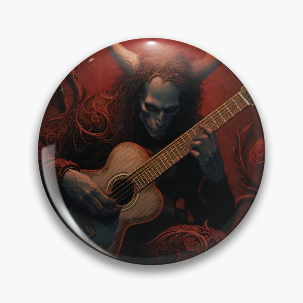 Item preview, Infernal melodies I: A guitarist demon wrapped in flowers and red cloth creates dark art with his guitar. designed and sold by InsaneLEDP.