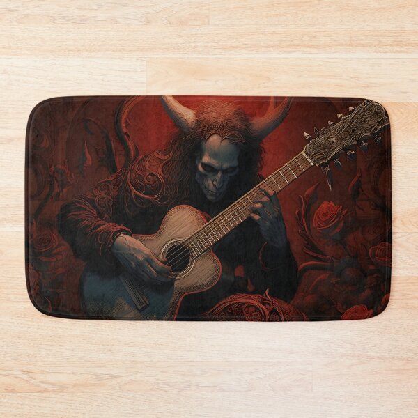 Item preview, Infernal melodies I: A guitarist demon wrapped in flowers and red cloth creates dark art with his guitar. designed and sold by InsaneLEDP.