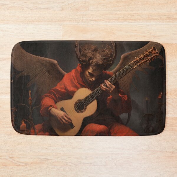 Item preview, Infernal melodies II: A guitarist demon wrapped in flowers and red cloth creates dark art with his guitar. designed and sold by InsaneLEDP.