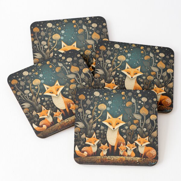 Item preview, Art Brut Fox Family Portrait at Night designed and sold by EpicFoxArt.