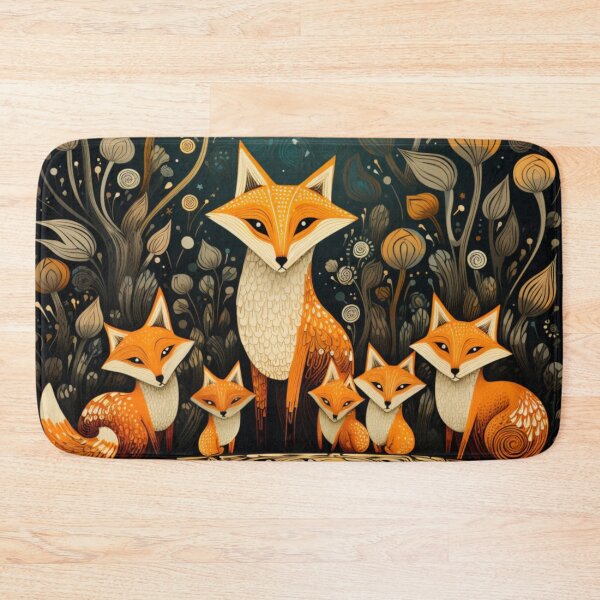Aperçu de l'œuvre Art Brut Fox Portrait de famille la nuit créée et vendue par EpicFoxArt.