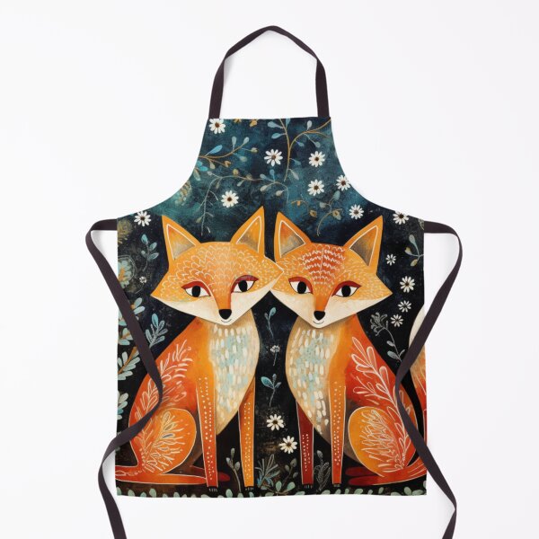 Item preview, Cute folk art Fox Couple designed and sold by EpicFoxArt.