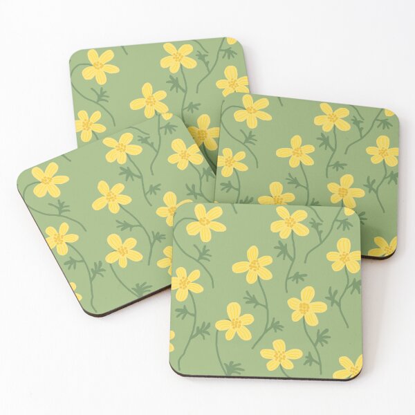 Item preview, Yellow Buttercups on Light Green designed and sold by RepeatCandy.