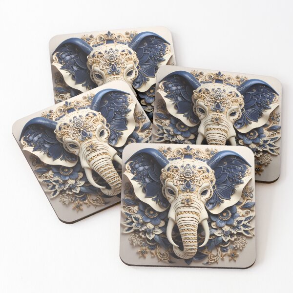 Item preview, Elephant with flowers  designed and sold by ZombiOctopi.