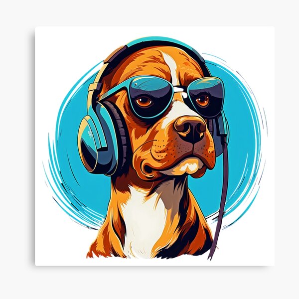 Dog With Headphones Puppy Digital Art by Mooon Tees - Pixels