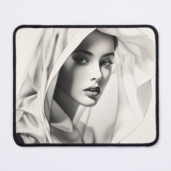 Item preview, Elegant Woman - Black and White Drawing with a Veil designed and sold by Neuronexia.