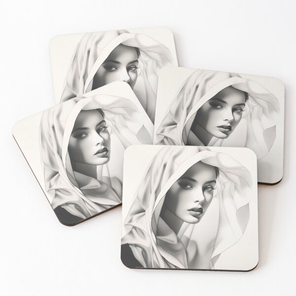 Item preview, Elegant Woman - Black and White Drawing with a Veil designed and sold by Neuronexia.