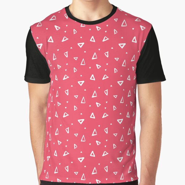 Small Triangles White & Red Graphic T-Shirt