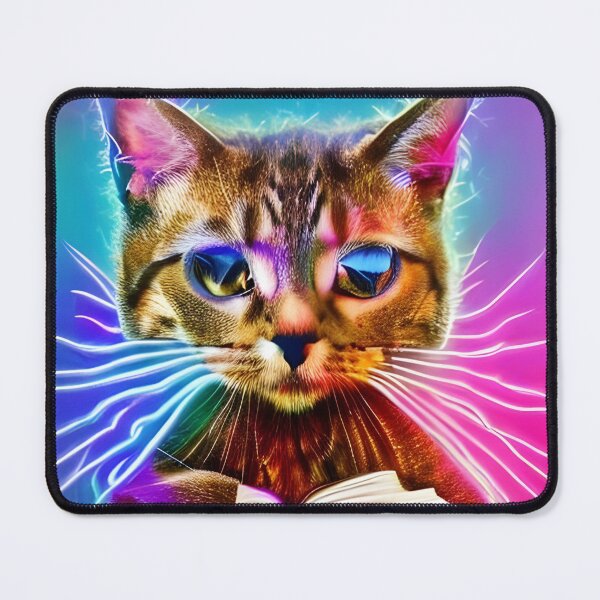 Item preview, Litty the Kitty Mystical Neon Cat Reading designed and sold by RTMDCreative.