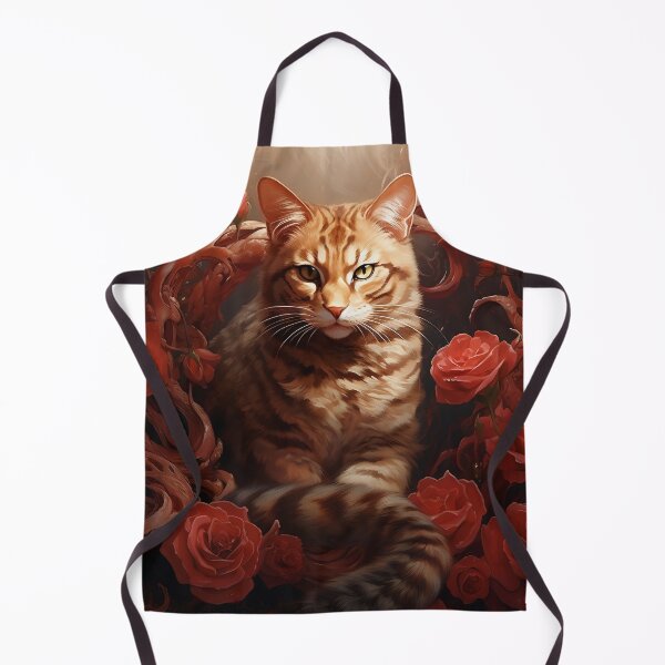 Item preview, Orange Tiger Cat Snake Root Red Roses designed and sold by BDMeow.