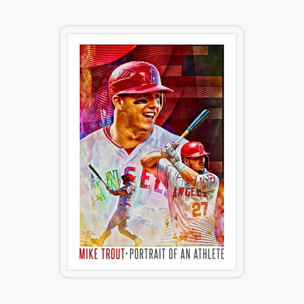 Mike Trout Portrait of an Athlete Artwork Sticker for Sale by Nick Starn