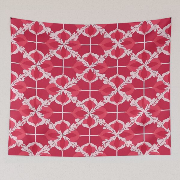 Item preview, Red geometric flower pattern with intertwined branches designed and sold by Redwal15.