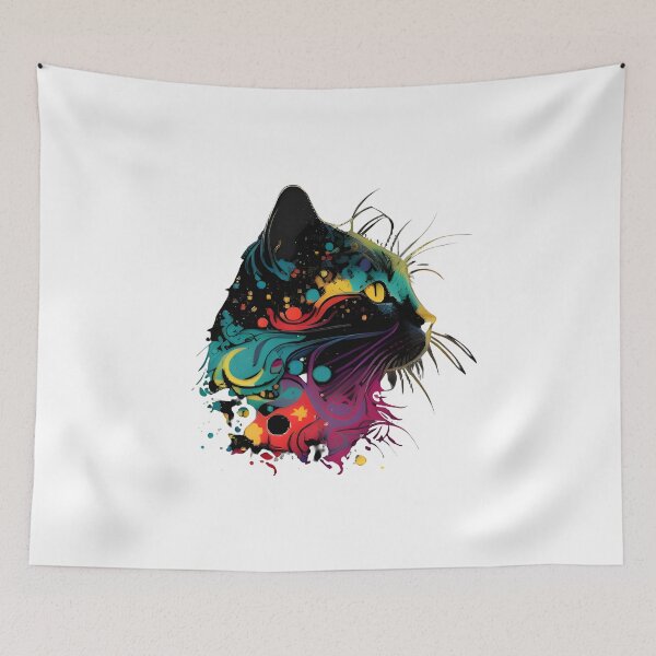 Item preview, psychedelic cat designed and sold by FabulTrend.