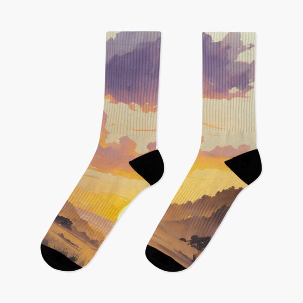 Item preview, Watercolour Landscape Lake Sunset designed and sold by druidwolfart.
