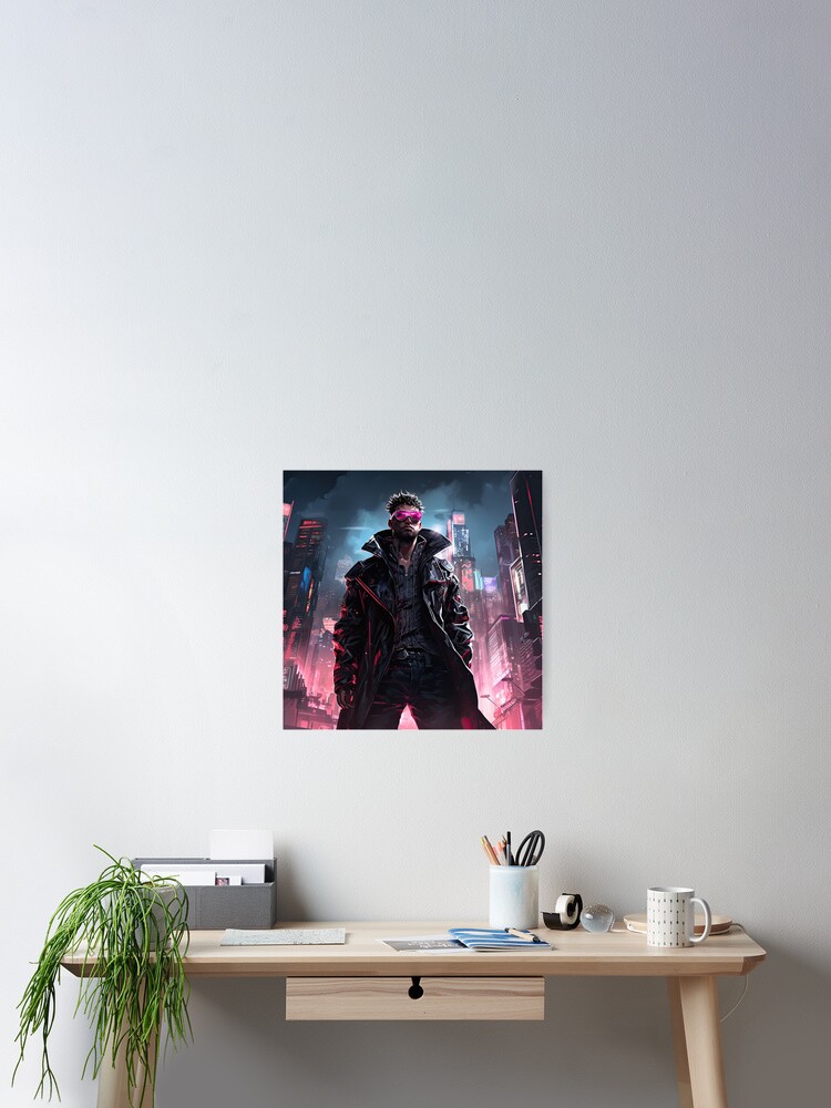 Thumbnail 2 of 3, Poster, Cool Cyberpunk Dude designed and sold by garretbohl.
