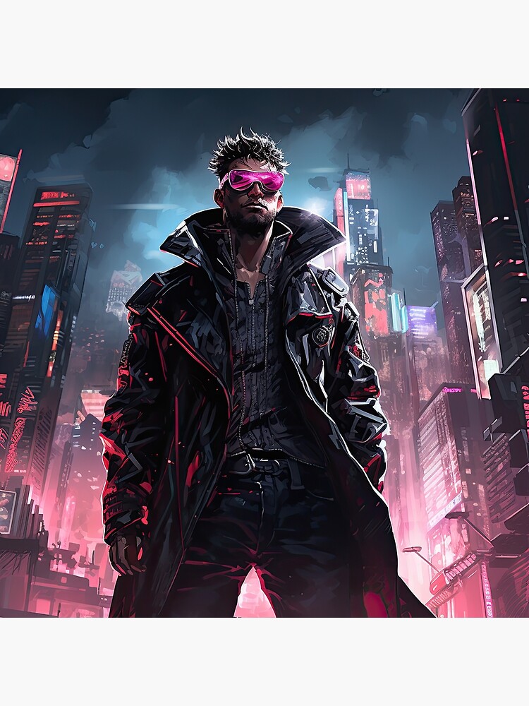 Thumbnail 3 of 3, Poster, Cool Cyberpunk Dude designed and sold by garretbohl.